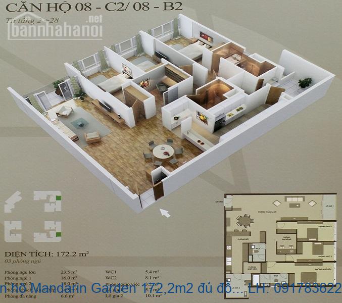 Bán căn hộ Mandarin Garden 172,2m2 đủ đồ giá 49tr/m2