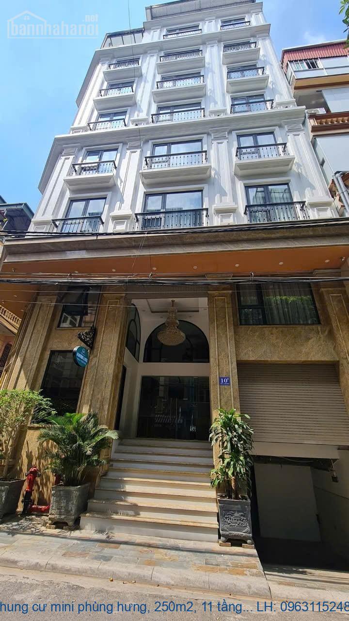 bán chung cư mini phùng hưng, 250m2, 11 tầng, ngang 12m, 105 phòng, gi