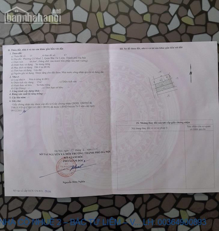 BÁN NHÀ CỔ NHUẾ 2 – BẮC TỪ LIÊM – VỊ TRÍ ĐẸP, Ở VÀ  ĐẦU T