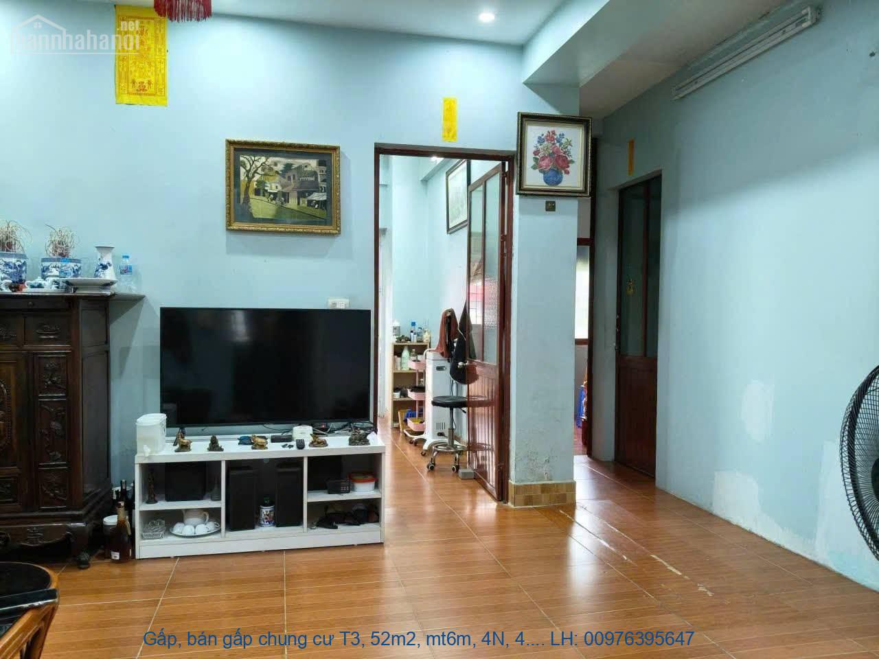 Gấp, bán gấp chung cư T3, 52m2, mt6m, 4N, 4.1 tỷ Xuân La, Tây Hồ.